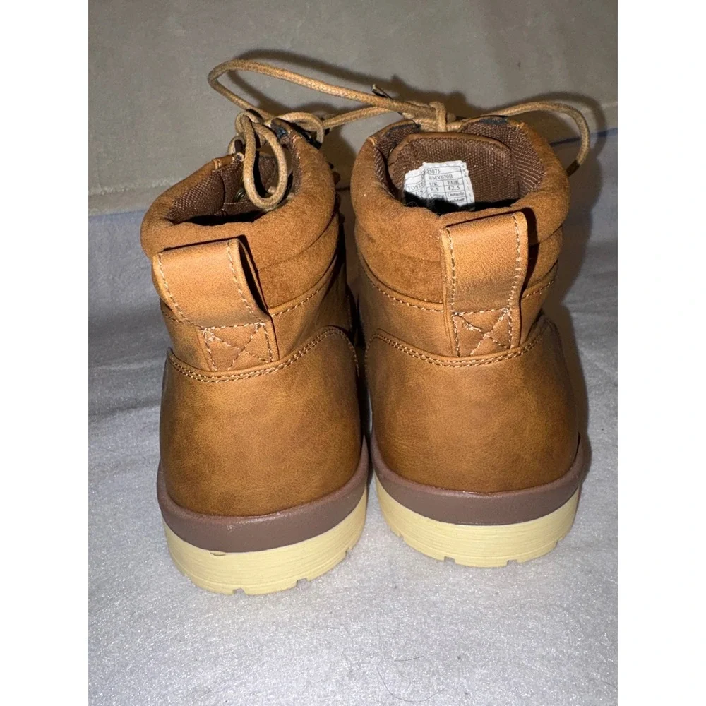 Vostey Mens Casual Chukka Boots Lace Up Ankle Yellow Brown Synthetic Leather